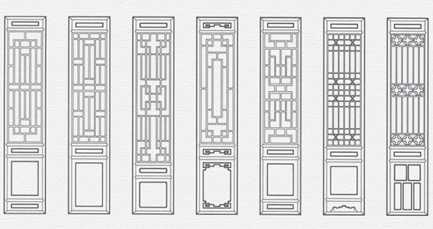 滦平常用中式仿古花窗图案隔断设计图