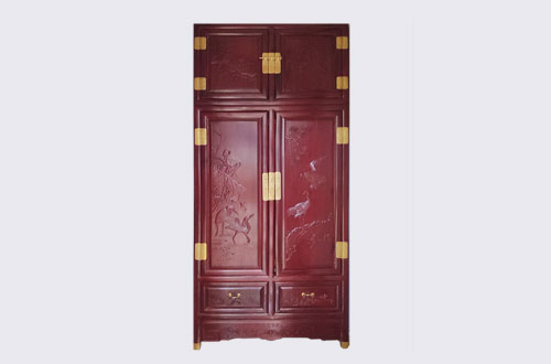 滦平高端中式家居装修深红色纯实木衣柜